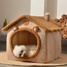 Load image into Gallery viewer, Cozy Winter Pet House Bed for Small & Medium Dogs and Cats – Foldable Warm Indoor Puppy Kennel with Soft Cushion