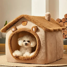 Load image into Gallery viewer, Cozy Winter Pet House Bed for Small & Medium Dogs and Cats – Foldable Warm Indoor Puppy Kennel with Soft Cushion