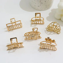 Load image into Gallery viewer, Minimal Gold Hair Claw Clips | Mini Metal Barrettes for Daily Wear