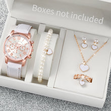 Load image into Gallery viewer, 6-Piece Women’s Luxury Quartz Watch & Heart Crystal Jewelry Set – Elegant Gift Set
