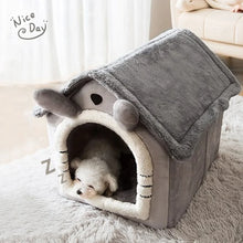 Load image into Gallery viewer, Cozy Winter Pet House Bed for Small & Medium Dogs and Cats – Foldable Warm Indoor Puppy Kennel with Soft Cushion