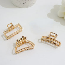 Load image into Gallery viewer, Minimal Gold Hair Claw Clips | Mini Metal Barrettes for Daily Wear