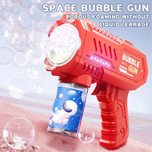 Load image into Gallery viewer, Automatic Rocket Bubble Gun with LED Lights – High-Output Bubble Blower Toy for Kids Outdoor Fun