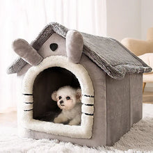 Load image into Gallery viewer, Cozy Winter Pet House Bed for Small & Medium Dogs and Cats – Foldable Warm Indoor Puppy Kennel with Soft Cushion
