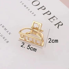 Load image into Gallery viewer, Minimal Gold Hair Claw Clips | Mini Metal Barrettes for Daily Wear