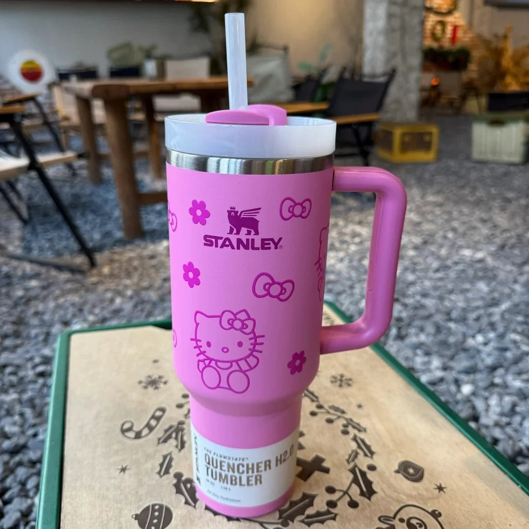 "Limited Time Deal! Stanley Quencher H2O Tumbler - 40oz, Cute Hello Kitty Design!"