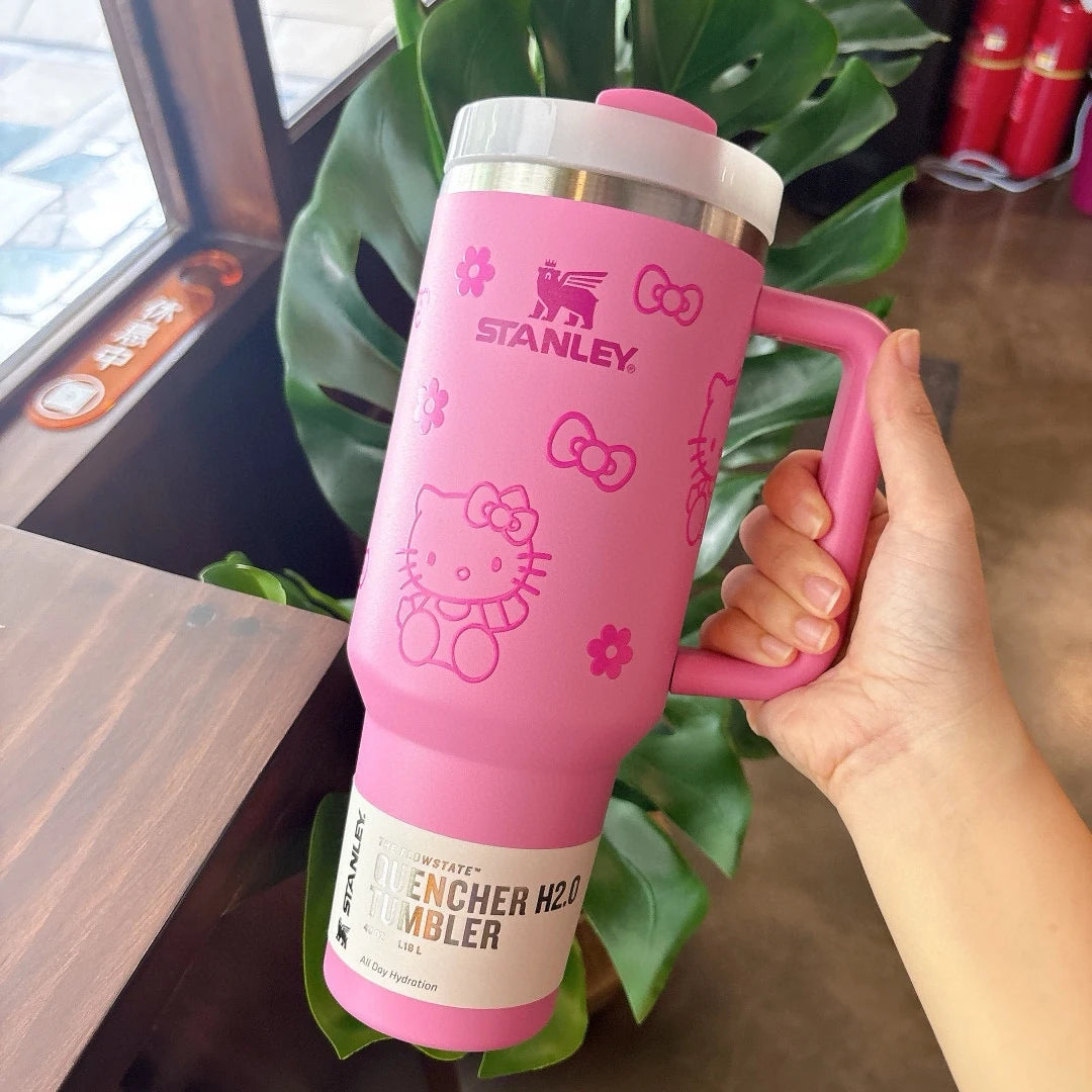 "Limited Time Deal! Stanley Quencher H2O Tumbler - 40oz, Cute Hello Kitty Design!"