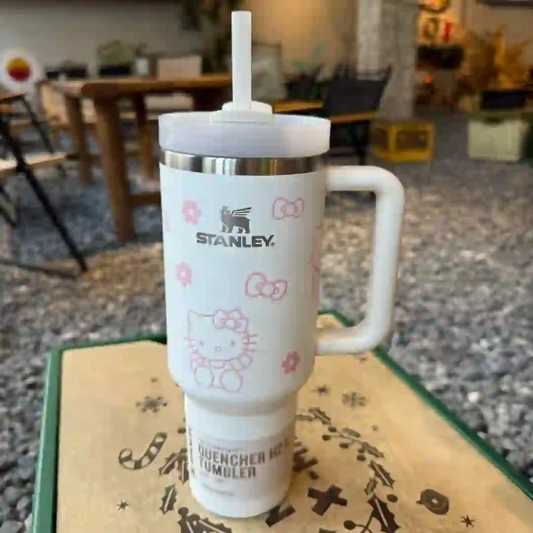 "Limited Time Deal! Stanley Quencher H2O Tumbler - 40oz, Cute Hello Kitty Design!"