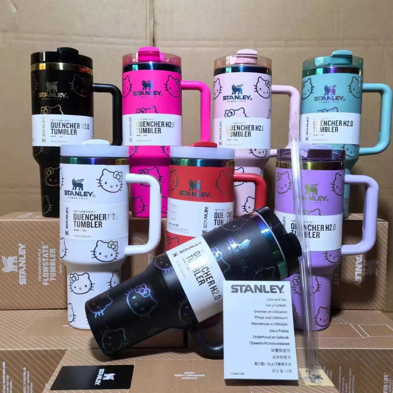 "Limited Time Deal! Stanley Quencher H2O Tumbler - 40oz, Cute Hello Kitty Design!"
