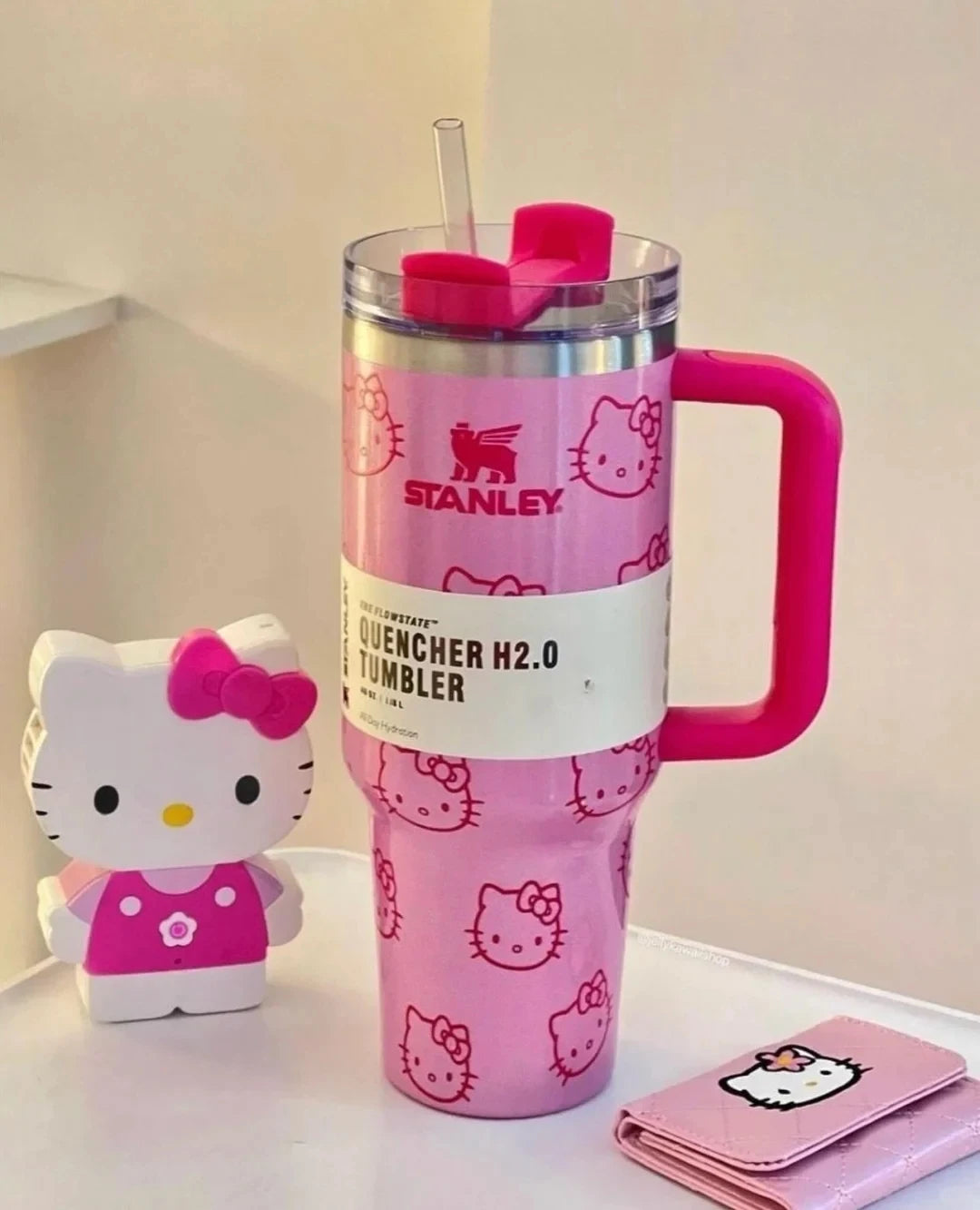 "Limited Time Deal! Stanley Quencher H2O Tumbler - 40oz, Cute Hello Kitty Design!"
