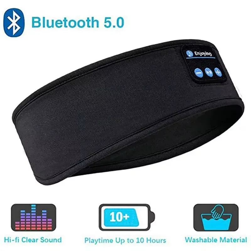 Wireless headphones and sleep mask with music.