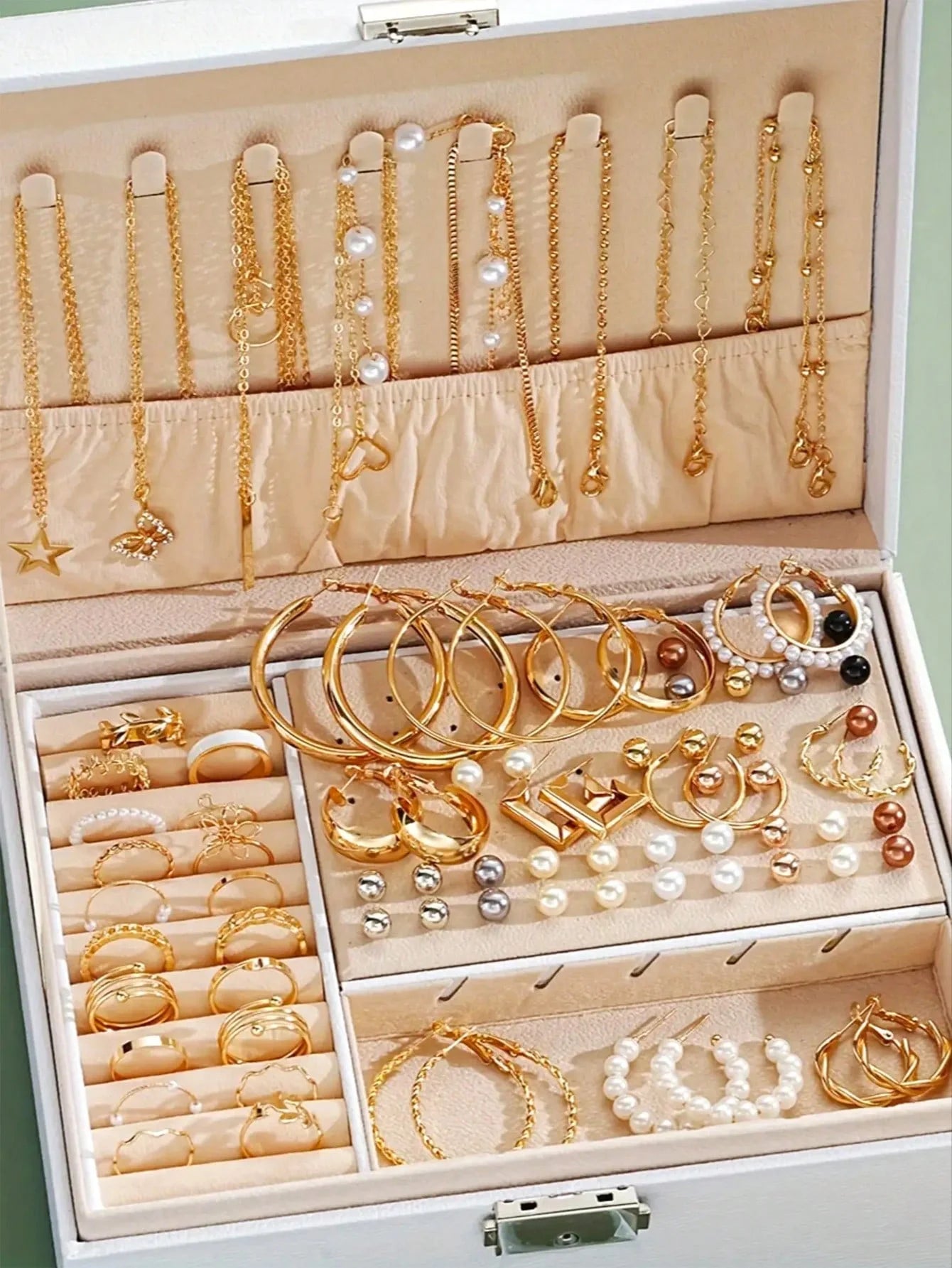 Luxury 86-Piece Women’s Jewelry Set – Gold Earrings, Rings, Bracelets & Necklaces