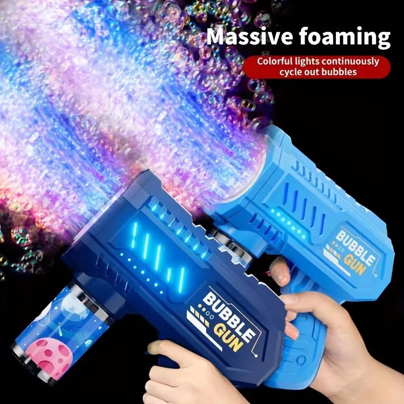 Automatic Rocket Bubble Gun with LED Lights – High-Output Bubble Blower Toy for Kids Outdoor Fun