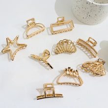 Load image into Gallery viewer, Minimal Gold Hair Claw Clips | Mini Metal Barrettes for Daily Wear

