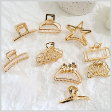 Load image into Gallery viewer, Minimal Gold Hair Claw Clips | Mini Metal Barrettes for Daily Wear
