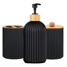 Load image into Gallery viewer, Modern Bathroom Countertop Organizer Set – Soap Dispenser, Toothbrush Holder &amp; Storage Jar
