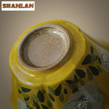 Load image into Gallery viewer, Hand-Painted Ceramic Tea Cup &amp; Saucer Set – Camellia Flower Artisan Teaware (70ml)
