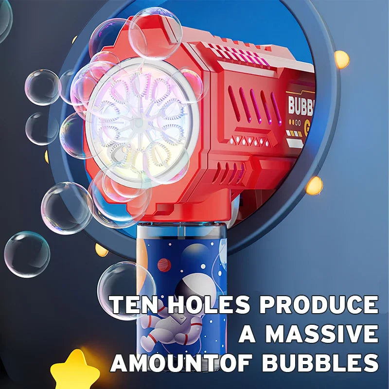 Automatic Rocket Bubble Gun with LED Lights – High-Output Bubble Blower Toy for Kids Outdoor Fun