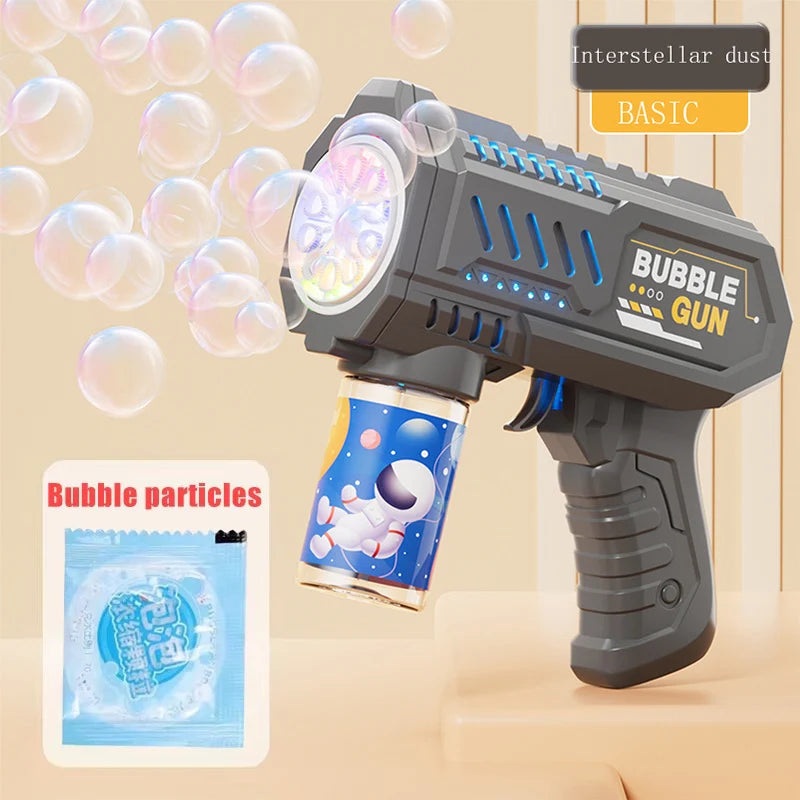 Automatic Rocket Bubble Gun with LED Lights – High-Output Bubble Blower Toy for Kids Outdoor Fun