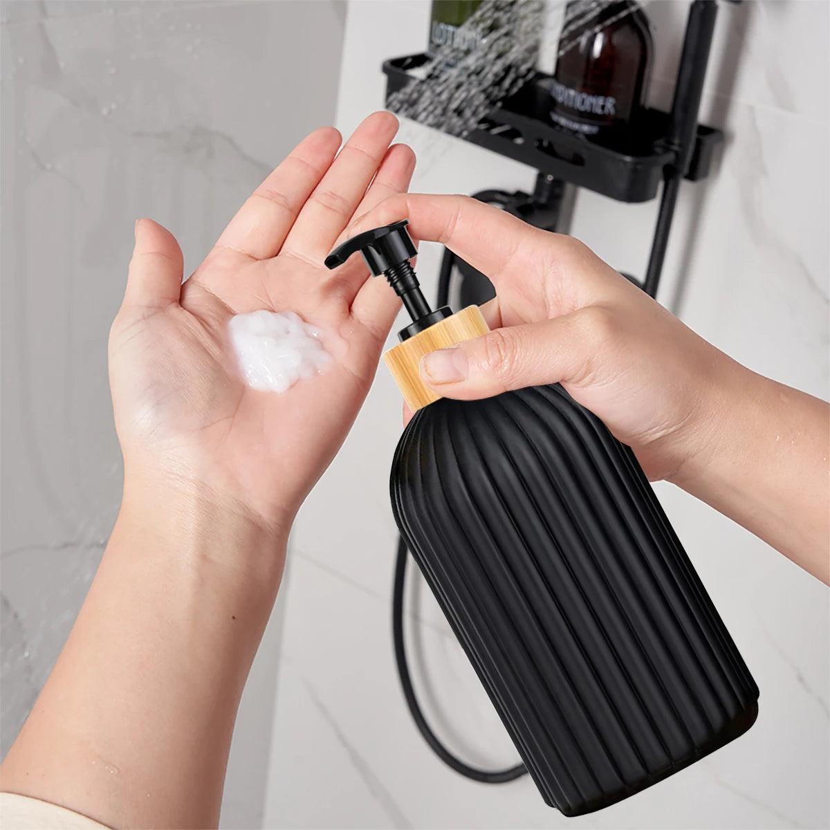 Modern Bathroom Countertop Organizer Set – Soap Dispenser, Toothbrush Holder & Storage Jar