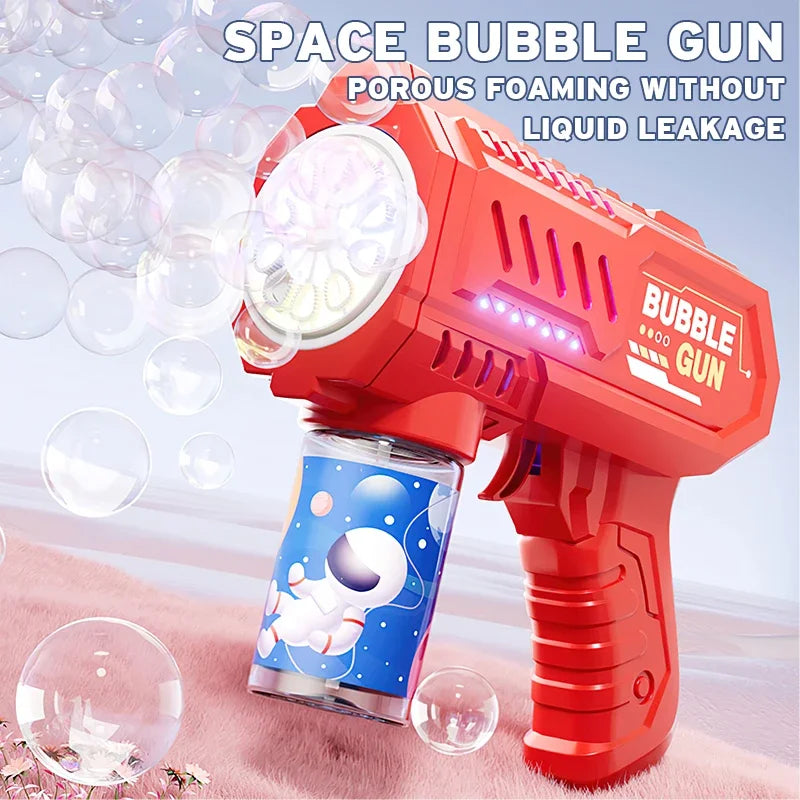 Automatic Rocket Bubble Gun with LED Lights – High-Output Bubble Blower Toy for Kids Outdoor Fun