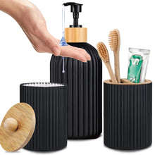 Load image into Gallery viewer, Modern Bathroom Countertop Organizer Set – Soap Dispenser, Toothbrush Holder &amp; Storage Jar
