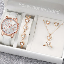 Load image into Gallery viewer, 6-Piece Women’s Luxury Quartz Watch &amp; Heart Crystal Jewelry Set – Elegant Gift Set
