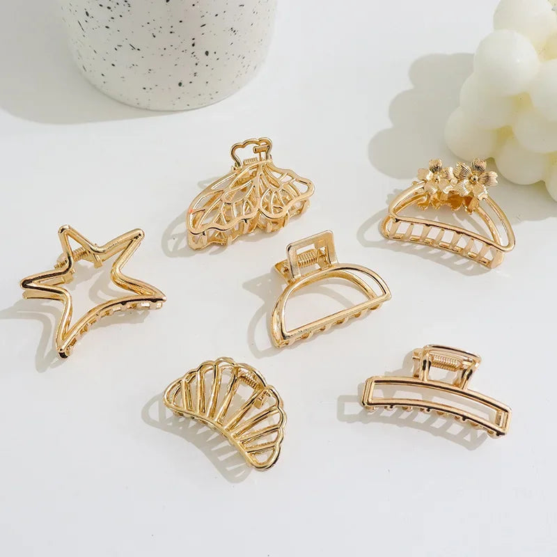 Minimal Gold Hair Claw Clips | Mini Metal Barrettes for Daily Wear