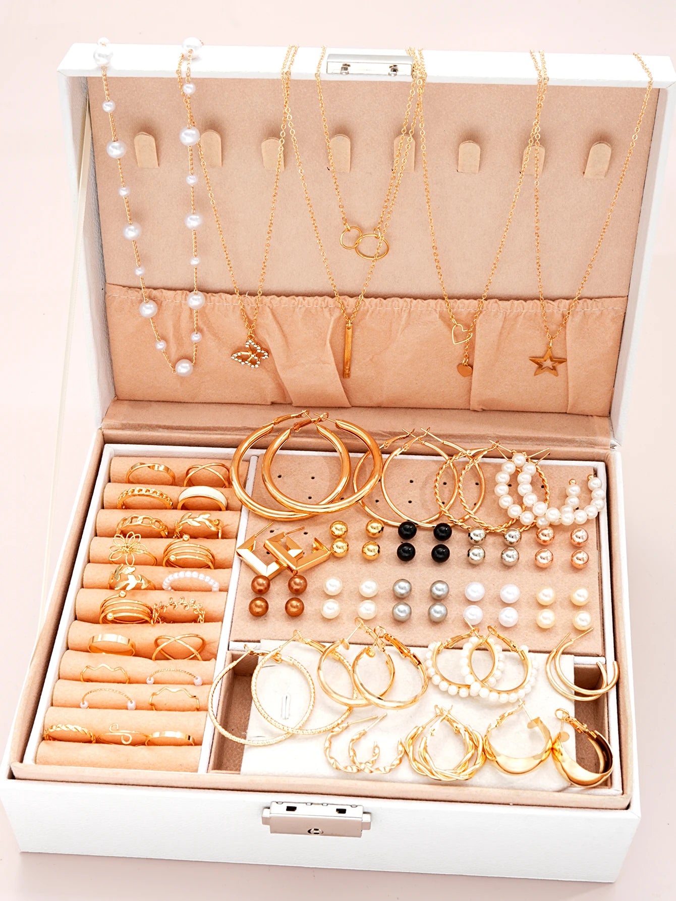 Luxury 86-Piece Women’s Jewelry Set – Gold Earrings, Rings, Bracelets & Necklaces