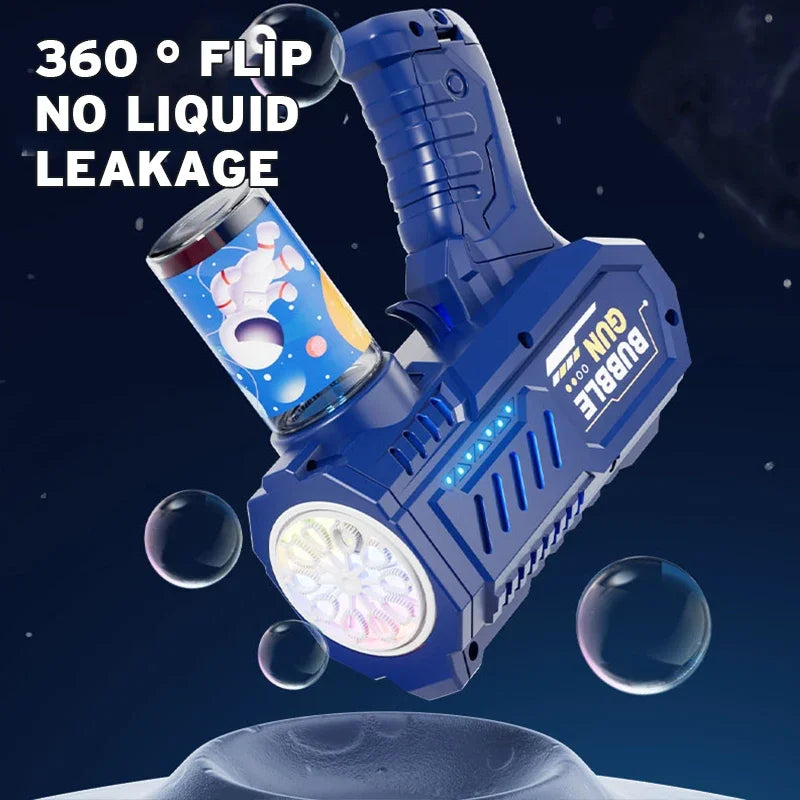 Automatic Rocket Bubble Gun with LED Lights – High-Output Bubble Blower Toy for Kids Outdoor Fun