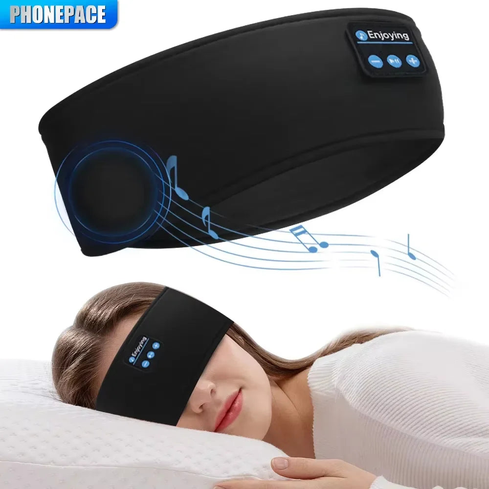 Wireless headphones and sleep mask with music.
